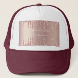 Rose Gold Blush Glitter Sparkle Drips Custom Text  Trucker Hat<br><div class="desc">Rose Gold Blush Glitter Sparkle Drips Custom Text Pink Modern - Add Your Unique Text / Name or Remove Text - Make Your Special Gift - Resize and move or remove and add text / elements with customization tool. Design by MIGNED. Please see my other projects. You can also transfer...</div>
