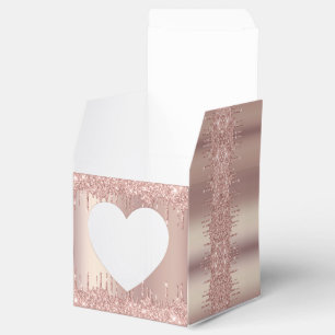 Rose Gold Blush Glitter Sparkle Drips - Name/ Text Favour Box