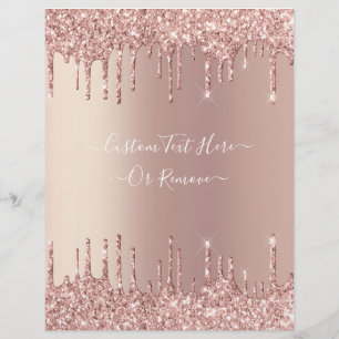 Rose Gold Blush Glitter Sparkle Drips Personalised Custom Letterhead
