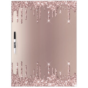 Rose Gold Blush Glitter Sparkle Drips Special Chic Dry Erase Board