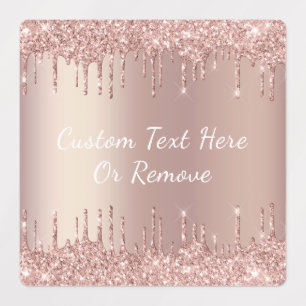 Rose Gold Blush Glitter Sparkle Drips - With Text