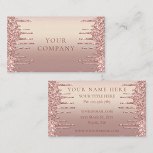 Rose Gold Blush Glitter Sparkle Drips Your Company Business Card