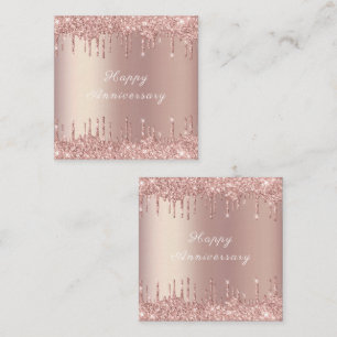 Rose Gold Blush Glitter Sparkle Happy Anniversary Card