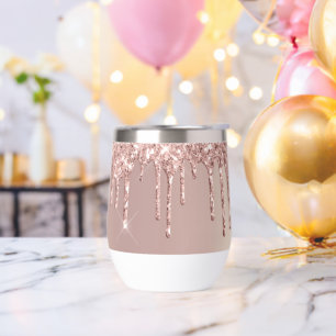 Rose Gold Blush Glitter Sparkly Drips