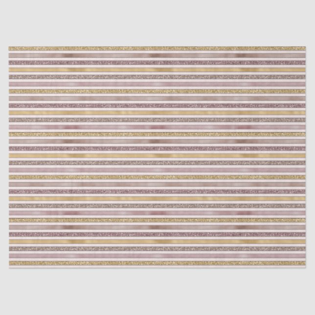 Rose Gold Blush Glitter Stripes Tissue Paper (Front)