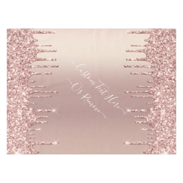 Rose Gold Blush Glitter Tablecloth - Custom Text (Front (Horizontal))