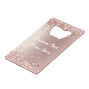 Rose Gold Blush Glitter Your Text Bottle Opener
