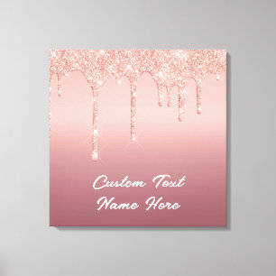 Rose Gold Blush Glitter Your Text Name Canvas Print