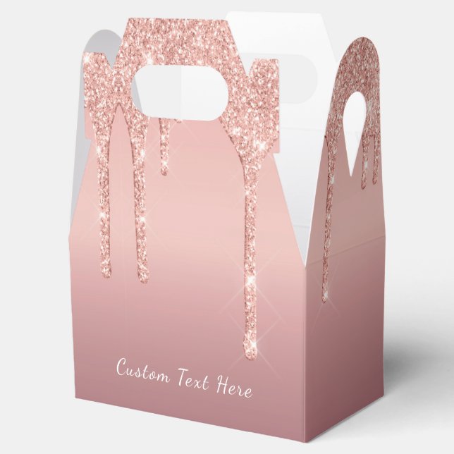 Rose Gold Blush Glitter Your Text Name Favour Box (Opened)