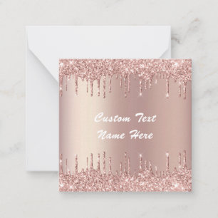 Rose Gold Blush Glitter Your Text Name Note Card