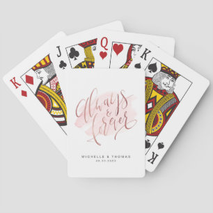 Rose Gold Blush Modern Always And Forever Script Playing Cards
