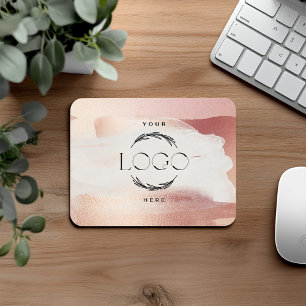 Rose Gold Blush Modern Feminine Small Business Mouse Pad