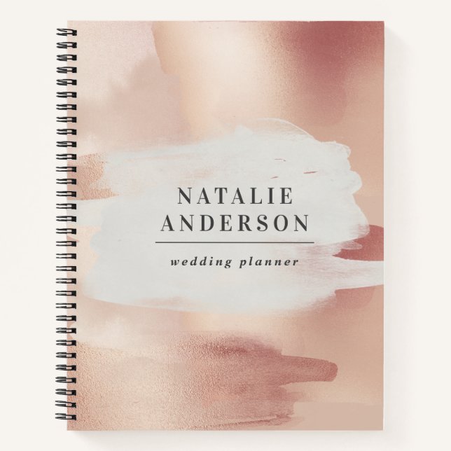 Rose Gold Blush Modern Feminine Small Business Notebook (Front)