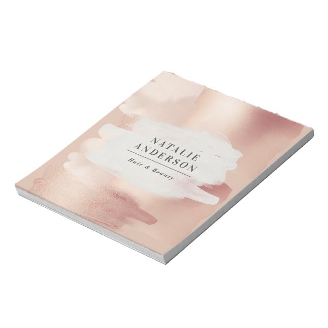 Rose Gold Blush Modern Feminine Small Business Notepad (Rotated)
