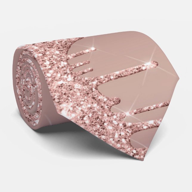 Rose Gold Blush Neck Tie Sparkly (Rolled)