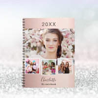 Rose gold blush photo collage name