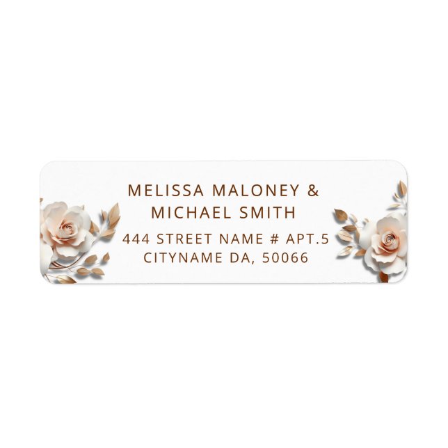 Rose Gold Blush Pink 3D Floral  (Front)