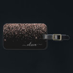 Rose Gold Blush Pink Black Girly Glitter Monogram Luggage Tag<br><div class="desc">Rose Gold - Blush Pink and Black Sparkle Glitter Monogram Name Luggage Bag Tag. This makes the perfect sweet 16 birthday,  wedding,  bridal shower,  baby shower or bachelorette party gift for someone decorating her room in style.</div>
