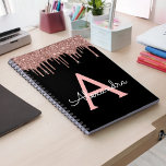 Rose Gold - Blush Pink Black Glitter Monogram Name Notebook<br><div class="desc">Rose Gold - Blush Pink and Black Sparkle Glitter Monogram Name and Initial Spiral Notebook. This makes the perfect sweet 16 birthday,  wedding,  bridal shower,  anniversary,  baby shower or bachelorette party gift for someone that loves glam luxury and chic styles.</div>