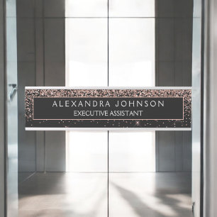 Rose Gold Blush Pink Black Glitter Professional Door Sign