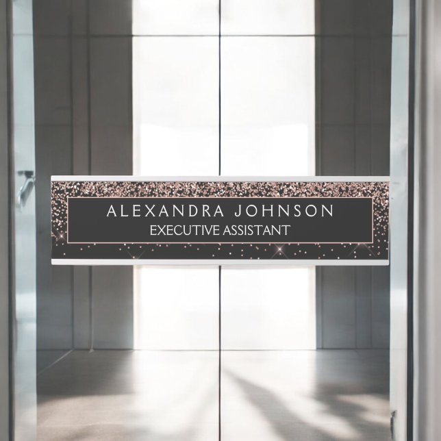 Rose Gold Blush Pink Black Glitter Professional Door Sign (Creator Uploaded)