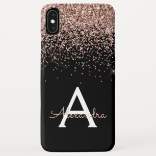 Rose Gold Blush Pink Black Luxury Glitter Monogram Case-Mate iPhone Case