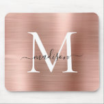 Rose Gold Blush Pink Brushed Metal Monogram Script Mouse Pad<br><div class="desc">Blush Pink Rose Gold Brushed Metal Monogram Script</div>