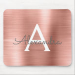 Rose Gold Blush Pink Foil Monogram Name Mouse Pad<br><div class="desc">Blush Pink - Rose Gold Faux Brushed Metal Metallic Stainless Steel Monogram Name Monogram Mousepad. This monogrammed Mousepad can be customised to include your first name and initial and is perfect for school or the office and makes a great Christmas or Birthday Gift.</div>