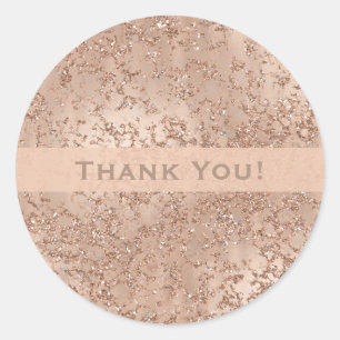 Rose Gold Blush Pink Glam Sparkle Crackle Classic Round Sticker