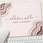 Rose Gold Blush Pink Glitter Agate Geode Mouse Pad<br><div class="desc">Rose Gold Blush Pink Glitter Agate Geode Luxe Chic Mouse Pad. Perfect for makeup artists,  hair stylists,  cosmetologists,  and more!</div>
