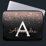 Rose Gold Blush Pink Glitter and Sparkle Monogram Laptop Sleeve<br><div class="desc">Rose Gold - Blush Pink and Black Faux Glitter and Sparkle Elegant Monogram Case. This case can be customised to include your initial and first name.</div>