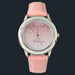 Rose Gold Blush Pink Glitter and Sparkle Watch<br><div class="desc">Dripping Faux Sparkle and Glitter Rose Gold Blush Pink Watch are perfect for a Rose Gold or Blush Pink Birthday Party or Bridal Shower Gift. This Blush Pink Birthday Party Watch is perfect for a girly blush pink Birthday Party Gift. This watch can include your monogram name and initial.</div>