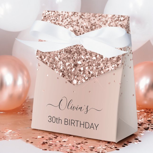 Rose Gold - Blush Pink Glitter Birthday Party Favour Box (Creator Uploaded)