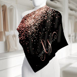 Rose Gold Blush Pink Glitter Glam Monogram Name Bandana<br><div class="desc">Glam Rose Gold Glitter Elegant Monogram Bandanna. Easily personalise this trendy chic bandanna design featuring elegant rose gold sparkling glitter on a black background. The design features your handwritten script monogram with pretty swirls and your name.</div>