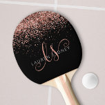 Rose Gold Blush Pink Glitter Glam Monogram Name Ping Pong Paddle<br><div class="desc">Glam Rose Gold Glitter Elegant Monogram Ping Pong Paddle. Easily personalize this trendy chic ping pong paddle design featuring elegant rose gold sparkling glitter on a black background. The design features your handwritten script monogram with pretty swirls and your name.</div>