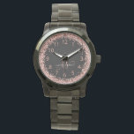Rose Gold Blush Pink Glitter Glam Monogram Name Watch<br><div class="desc">Glam Rose Gold Glitter Elegant Monogram Watch. Easily personalise this trendy chic watch design featuring elegant rose gold sparkling glitter on a black background. The design features your handwritten script monogram with pretty swirls and your name.</div>
