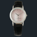 Rose Gold - Blush Pink Glitter Metal Monogram Name<br><div class="desc">Rose Gold - Blush Pink Faux Foil Metallic Sparkle Glitter Brushed Metal Monogram Name Watch. This makes the perfect graduation,  birthday,  wedding,  bridal shower,  anniversary,  baby shower or bachelorette party gift for someone that loves glam luxury and chic styles.</div>