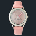 Rose Gold - Blush Pink Glitter Metal Monogram Name<br><div class="desc">Rose Gold - Blush Pink Faux Foil Metallic Sparkle Glitter Brushed Metal Monogram Name Watch. This makes the perfect sweet 16 birthday,  wedding,  bridal shower,  anniversary,  baby shower or bachelorette party gift for someone that loves glam luxury and chic styles.</div>