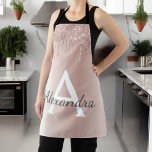Rose Gold - Blush Pink Glitter Metal Monogram Name Apron<br><div class="desc">Rose Gold - Blush Pink Faux Foil Metallic Sparkle Glitter Brushed Metal Monogram Name Apron. This makes the perfect sweet 16 birthday,  wedding,  bridal shower,  anniversary,  baby shower or bachelorette party gift for someone that loves glam luxury and chic styles.</div>