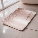 Rose Gold - Blush Pink Glitter Metal Monogram Name Bath Mat<br><div class="desc">Rose Gold - Blush Pink Faux Foil Metallic Sparkle Glitter Brushed Metal Monogram Name Bath Mats. This makes the perfect graduation,  birthday,  wedding,  bridal shower,  anniversary,  baby shower or bachelorette party gift for someone that loves glam luxury and chic styles.</div>