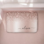 Rose Gold - Blush Pink Glitter Metal Monogram Name Bath Mat<br><div class="desc">Rose Gold - Blush Pink Faux Foil Metallic Sparkle Glitter Brushed Metal Monogram Name Bath Mats. This makes the perfect graduation,  birthday,  wedding,  bridal shower,  anniversary,  baby shower or bachelorette party gift for someone that loves glam luxury and chic styles.</div>