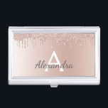 Rose Gold - Blush Pink Glitter Metal Monogram Name Business Card Holder<br><div class="desc">Rose Gold - Blush Pink Faux Foil Metallic Sparkle Glitter Brushed Metal Monogram Name Business Card Holder. This makes the perfect sweet 16 birthday,  wedding,  bridal shower,  anniversary,  baby shower or bachelorette party gift for someone that loves glam luxury and chic styles.</div>