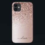 Rose Gold - Blush Pink Glitter Metal Monogram Name Case-Mate iPhone Case<br><div class="desc">Rose Gold - Blush Pink Faux Foil Metallic Sparkle and Dripping Glitter Brushed Metal Monogram Name and Initial Phone. This makes the perfect sweet 16 birthday,  wedding,  bridal shower,  anniversary,  baby shower or bachelorette party gift for someone that loves glam luxury and chic styles.</div>