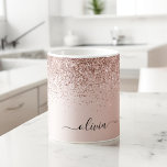 Rose Gold - Blush Pink Glitter Metal Monogram Name Coffee Mug<br><div class="desc">Rose Gold - Blush Pink Faux Foil Metallic Sparkle Glitter Brushed Metal Monogram Name and Initial Coffee Cup or Mug. This makes the perfect sweet 16 birthday,  wedding,  bridal shower,  anniversary,  baby shower or bachelorette party gift for someone that loves glam luxury and chic styles.</div>