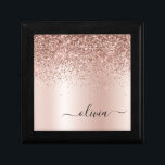 Rose Gold - Blush Pink Glitter Metal Monogram Name Gift Box<br><div class="desc">Rose Gold - Blush Pink Faux Foil Metallic Sparkle Glitter Brushed Metal Monogram Name Jewellery Keepsake Box. This makes the perfect graduation,  birthday,  wedding,  bridal shower,  anniversary,  baby shower or bachelorette party gift for someone that loves glam luxury and chic styles.</div>