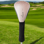 Rose Gold - Blush Pink Glitter Metal Monogram Name Golf Head Cover<br><div class="desc">Rose Gold - Blush Pink Faux Foil Metallic Sparkle Glitter Brushed Metal Monogram Name Golf Driver Cover. This makes the perfect sweet 16 birthday,  wedding,  bridal shower,  anniversary,  baby shower or bachelorette party gift for someone that loves glam luxury and chic styles.</div>