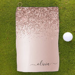 Rose Gold - Blush Pink Glitter Metal Monogram Name Golf Towel<br><div class="desc">Rose Gold - Blush Pink Faux Foil Metallic Sparkle Glitter Brushed Metal Monogram Name Golf Towel. This makes the perfect sweet 16 birthday,  wedding,  bridal shower,  anniversary,  baby shower or bachelorette party gift for someone that loves glam luxury and chic styles.</div>