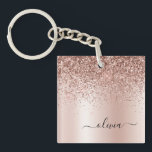 Rose Gold - Blush Pink Glitter Metal Monogram Name Key Ring<br><div class="desc">Rose Gold - Blush Pink Faux Foil Metallic Sparkle Glitter Brushed Metal Monogram Name Keychain. This makes the perfect sweet 16 birthday,  wedding,  bridal shower,  anniversary,  baby shower or bachelorette party gift for someone that loves glam luxury and chic styles.</div>
