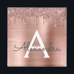 Rose Gold - Blush Pink Glitter Metal Monogram Name Magnet<br><div class="desc">Rose Gold - Blush Pink Faux Foil Metallic Sparkle Glitter Brushed Metal Monogram Name and Initial Party Magnet. This makes the perfect sweet 16 birthday,  wedding,  bridal shower,  anniversary,  baby shower or bachelorette party gift for someone that loves glam luxury and chic styles.</div>