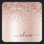 Rose Gold - Blush Pink Glitter Metal Monogram Name Square Sticker<br><div class="desc">Rose Gold - Blush Pink Faux Foil Metallic Sparkle Glitter Brushed Metal Monogram Name and Initial Paper Party Sticker Address Labels. This makes the perfect sweet 16 birthday,  wedding,  bridal shower,  anniversary,  baby shower or bachelorette party gift for someone that loves glam luxury and chic styles.</div>